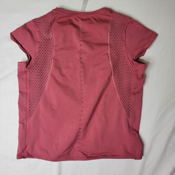 ADIDAS L 12 14 MAUVE PINK STRETCHY ATHLETIC CAP SLEEVE WORKOUT SHIRT TOP - Picture 2 of 6
